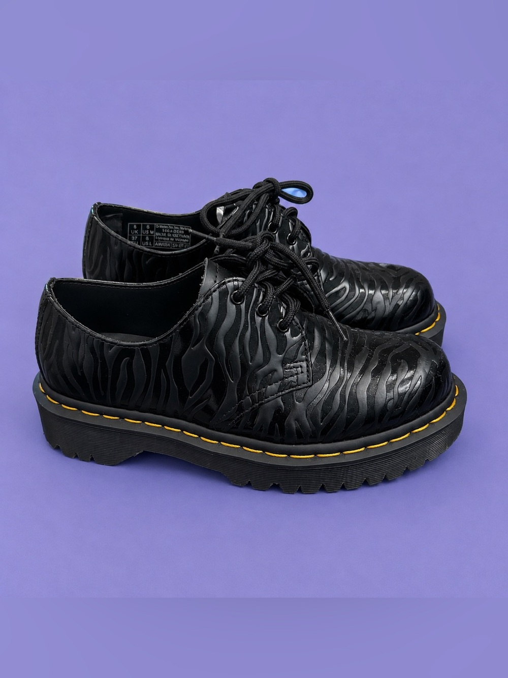 Dr. Martens 1461 BEX Black Zebra Gloss Shoes - Men’s Size US 5